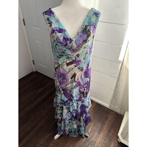 Signature By Robbie Bee Dress Womens 14 Floral Cowl Ethereal Fairy Y2K Formal